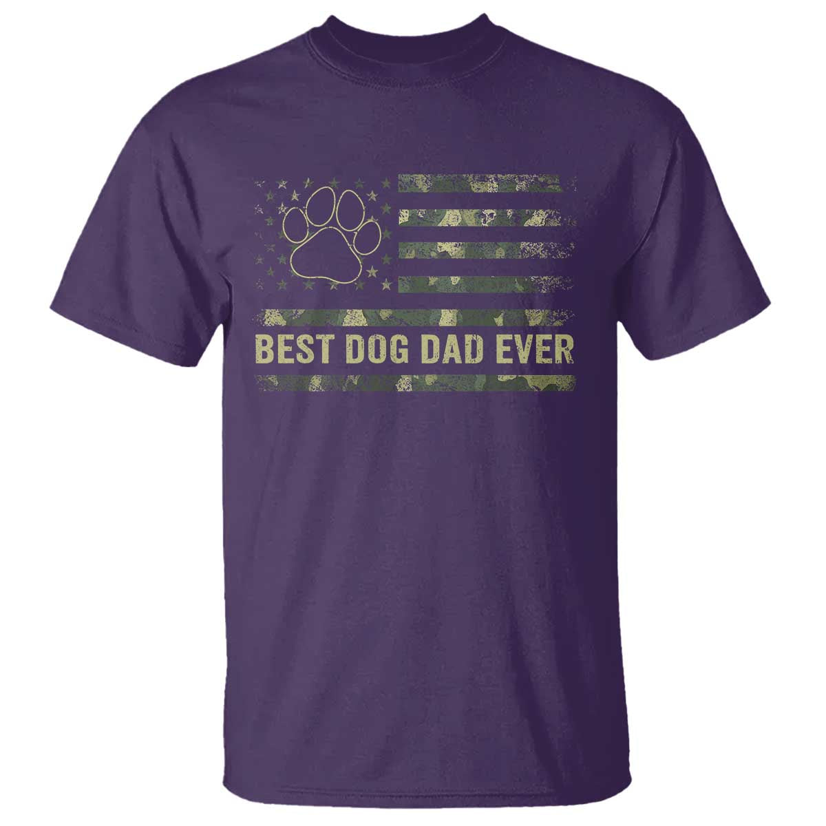 Best Dog Dad Ever T Shirt Camo American Flag USA Fathers Day Gift for Dog Lovers TS10 Purple Print Your Wear