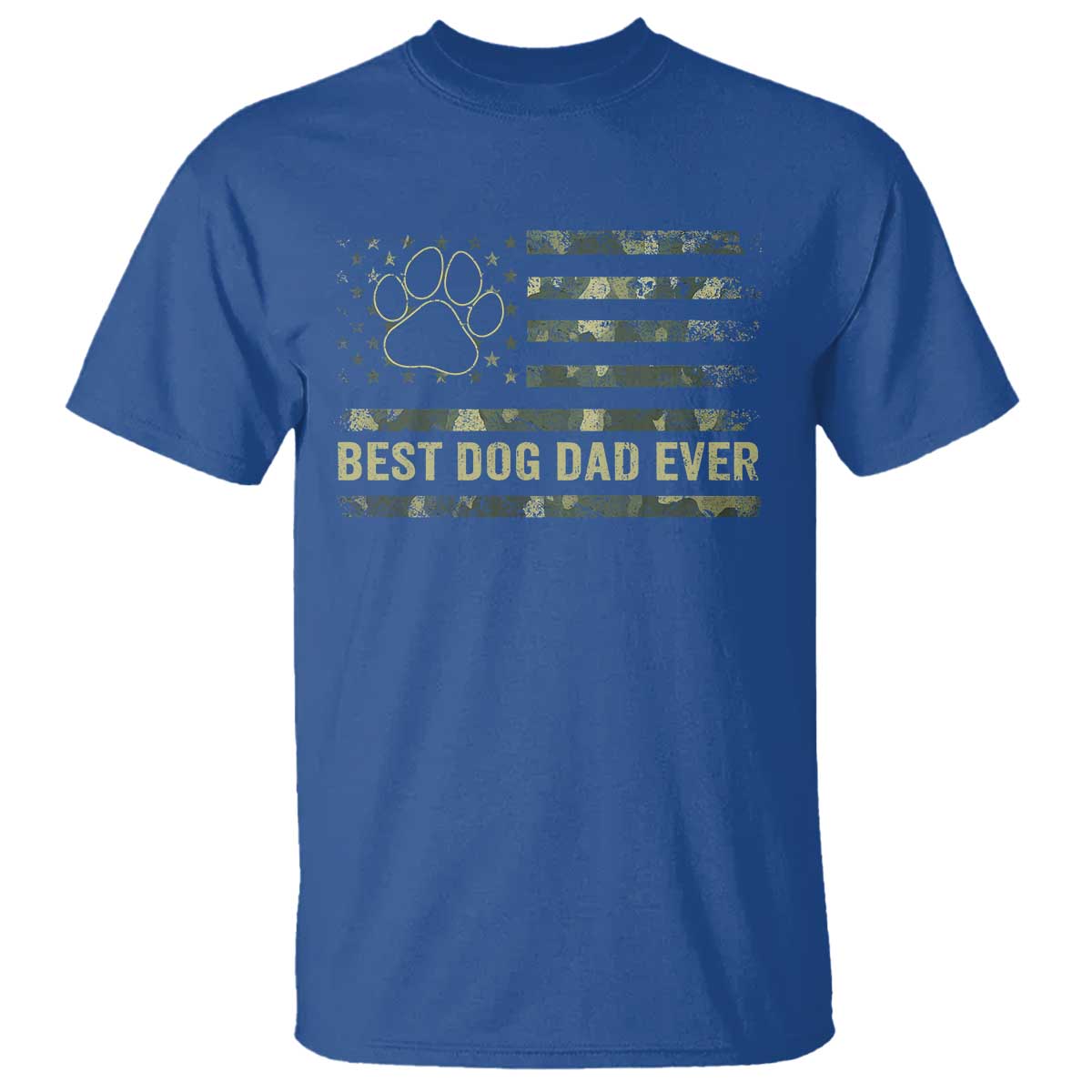 Best Dog Dad Ever T Shirt Camo American Flag USA Fathers Day Gift for Dog Lovers TS10 Royal Blue Print Your Wear