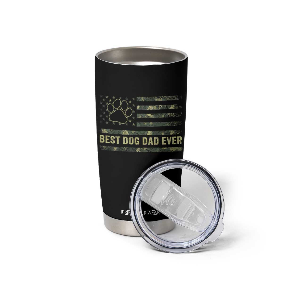 Best Dog Dad Ever Tumbler Cup Camo American Flag USA Fathers Day Gift for Dog Lovers TS10 Print Your Wear