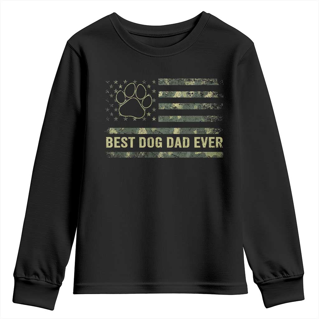 Best Dog Dad Ever Youth Sweatshirt Camo American Flag USA Fathers Day Gift for Dog Lovers TS10 Black Print Your Wear