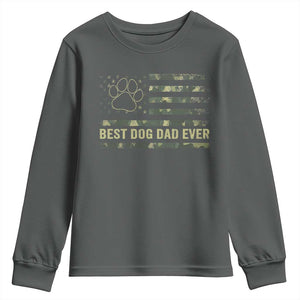 Best Dog Dad Ever Youth Sweatshirt Camo American Flag USA Fathers Day Gift for Dog Lovers TS10 Dark Heather Print Your Wear