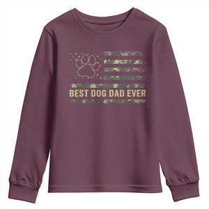 Best Dog Dad Ever Youth Sweatshirt Camo American Flag USA Fathers Day Gift for Dog Lovers TS10 Maroon Print Your Wear