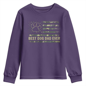 Best Dog Dad Ever Youth Sweatshirt Camo American Flag USA Fathers Day Gift for Dog Lovers TS10 Purple Print Your Wear