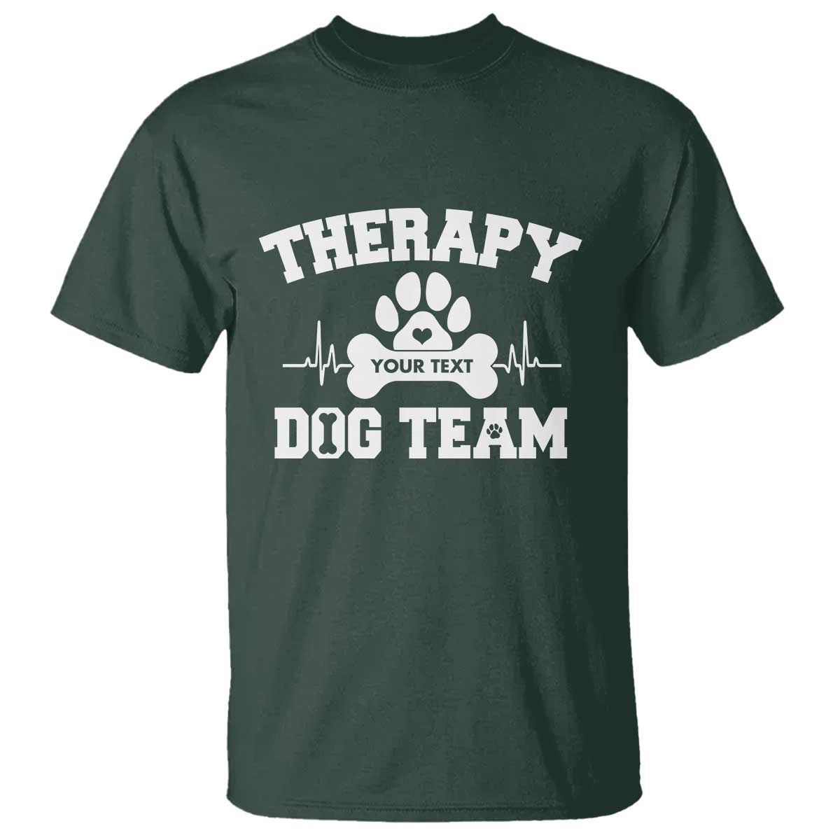 Personalized Therapy Dog Team T Shirt Custom Name TS10 Dark Forest Green Print Your Wear
