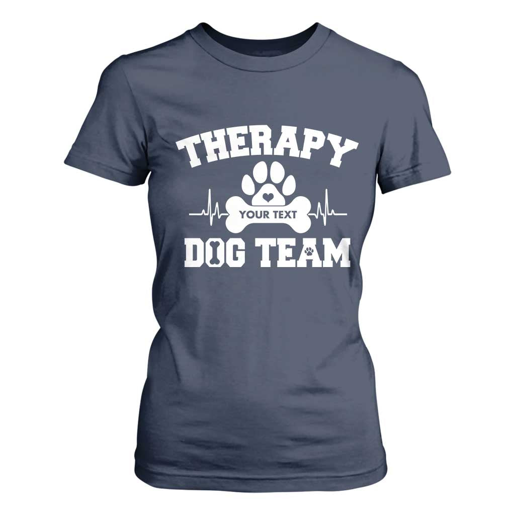 Personalized Therapy Dog Team T Shirt For Women Custom Name TS10 Navy Print Your Wear