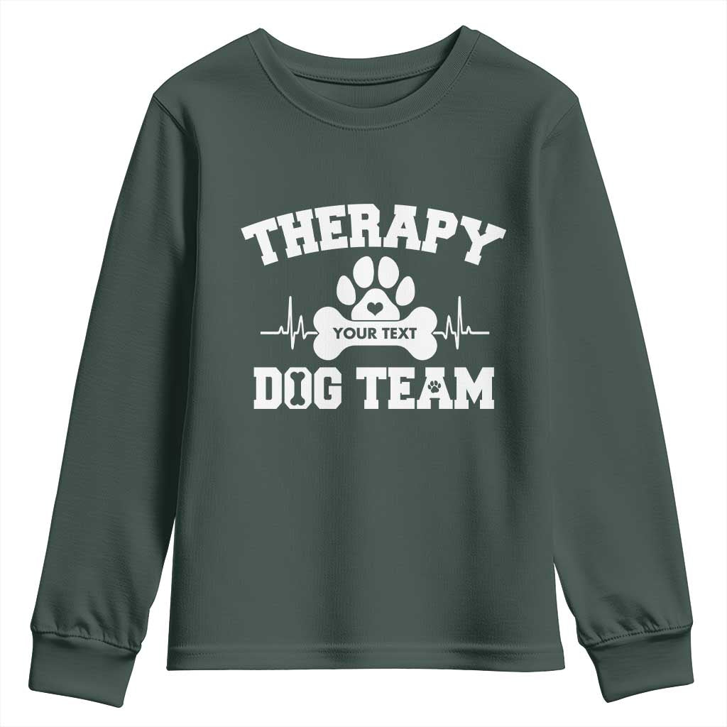 Personalized Therapy Dog Team Youth Sweatshirt Custom Name TS10 Dark Forest Green Print Your Wear