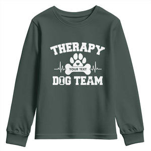 Personalized Therapy Dog Team Youth Sweatshirt Custom Name TS10 Dark Forest Green Print Your Wear
