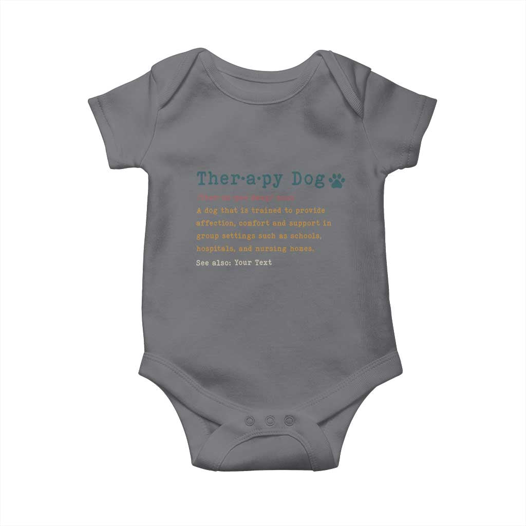 Personalized Therapy Dog Baby Onesie Retro Custom Name Pet Partners TS10 Charcoal Print Your Wear