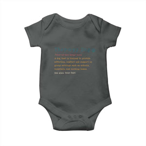 Personalized Therapy Dog Baby Onesie Retro Custom Name Pet Partners TS10 Dark Heather Print Your Wear