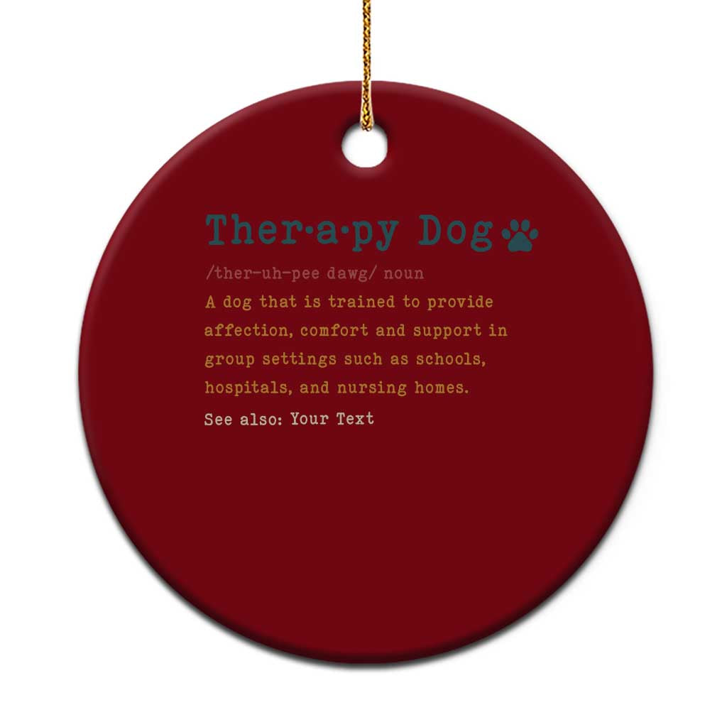 Personalized Therapy Dog Ceramic Ornament Retro Custom Name Pet Partners TS10 1pc Red Print Your Wear