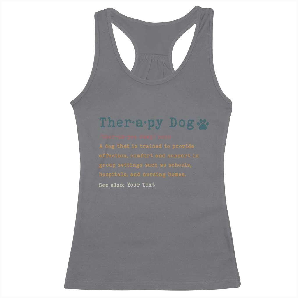 Personalized Therapy Dog Racerback Tank Top Retro Custom Name Pet Partners TS10 Charcoal Print Your Wear