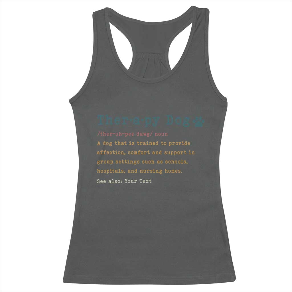 Personalized Therapy Dog Racerback Tank Top Retro Custom Name Pet Partners TS10 Dark Heather Print Your Wear