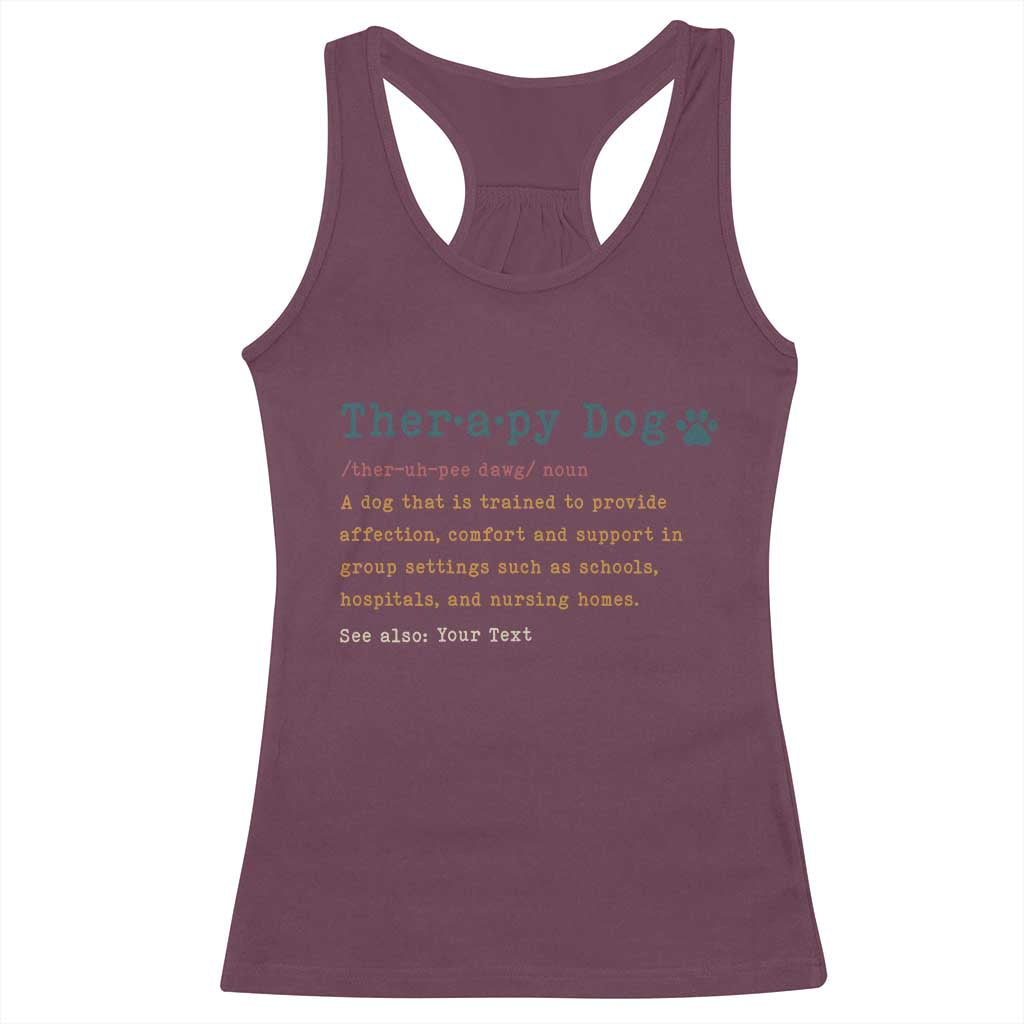 Personalized Therapy Dog Racerback Tank Top Retro Custom Name Pet Partners TS10 Maroon Print Your Wear