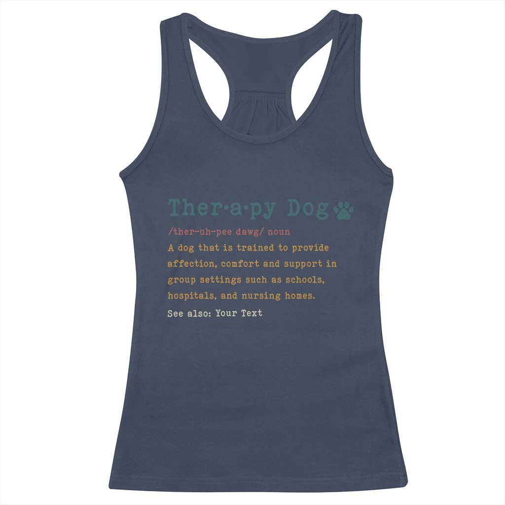 Personalized Therapy Dog Racerback Tank Top Retro Custom Name Pet Partners TS10 Navy Print Your Wear