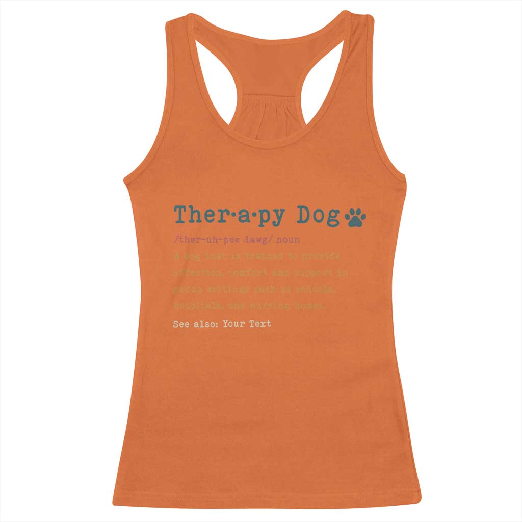 Personalized Therapy Dog Racerback Tank Top Retro Custom Name Pet Partners TS10 Orange Print Your Wear