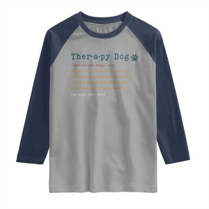 Personalized Therapy Dog Raglan Shirt Retro Custom Name Pet Partners TS10 Sport Gray Navy Print Your Wear