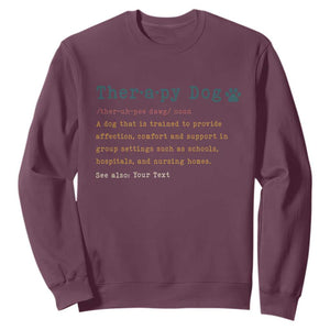 Personalized Therapy Dog Sweatshirt Retro Custom Name Pet Partners TS10 Maroon Print Your Wear