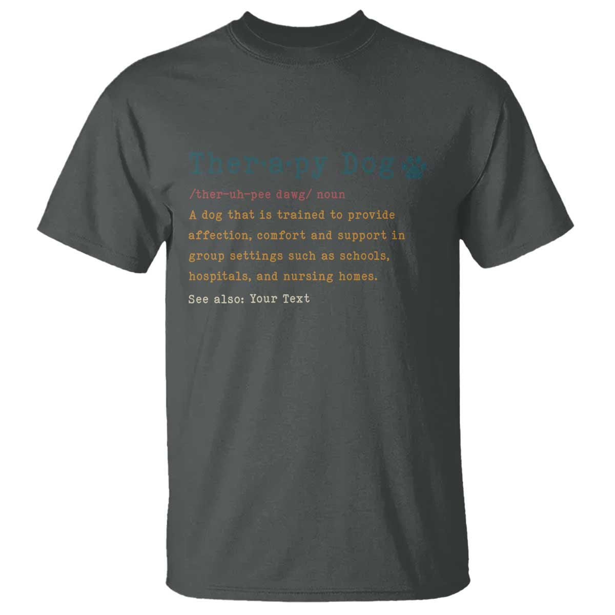 Personalized Therapy Dog T Shirt Retro Custom Name Pet Partners TS10 Dark Heather Print Your Wear