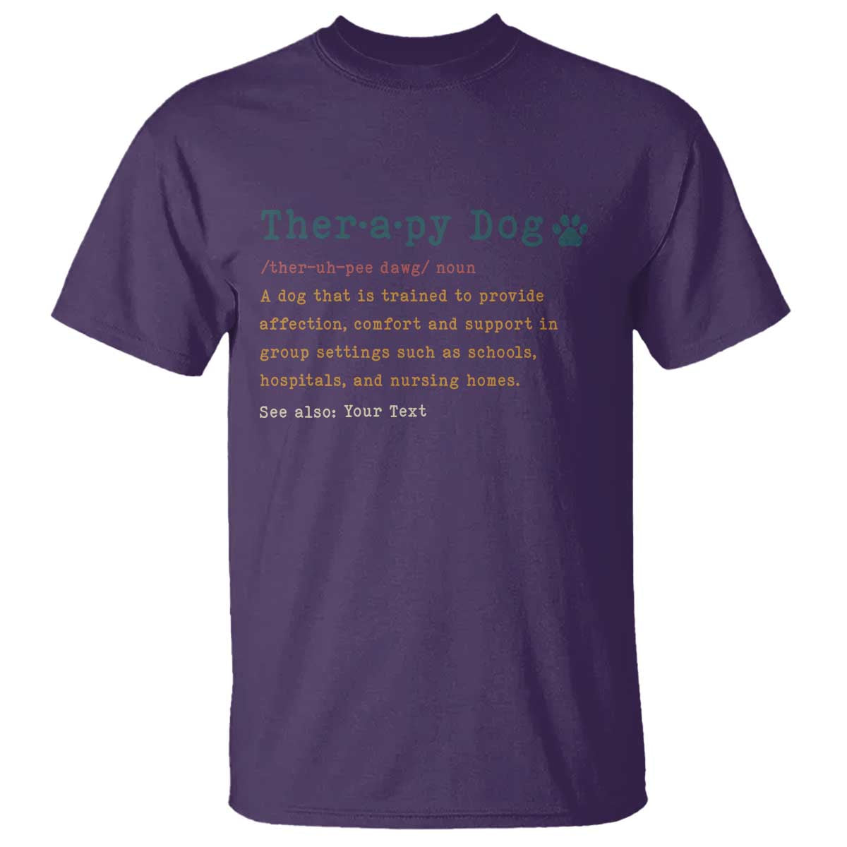 Personalized Therapy Dog T Shirt Retro Custom Name Pet Partners TS10 Purple Print Your Wear