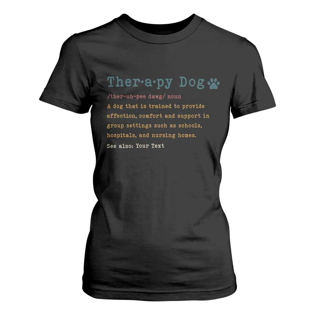 Personalized Therapy Dog T Shirt For Women Retro Custom Name Pet Partners TS10 Black Print Your Wear