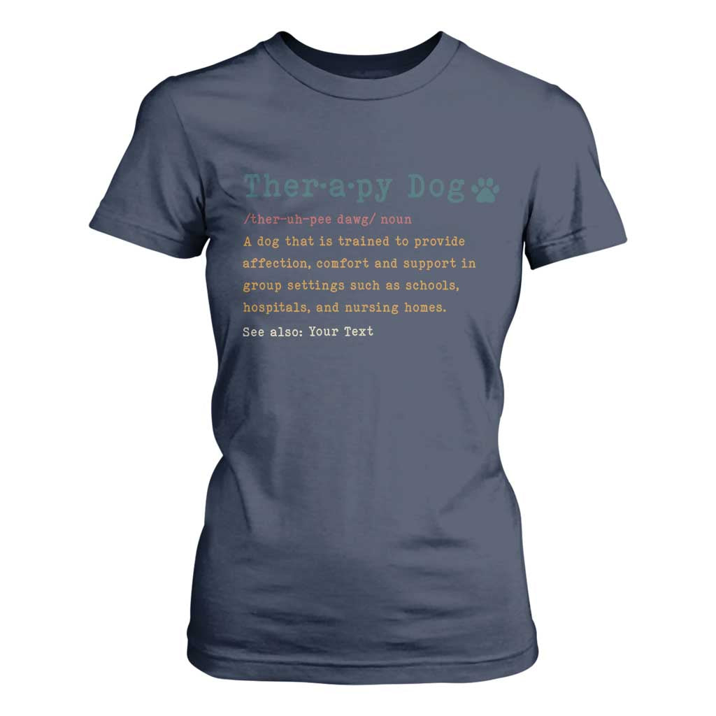 Personalized Therapy Dog T Shirt For Women Retro Custom Name Pet Partners TS10 Navy Print Your Wear
