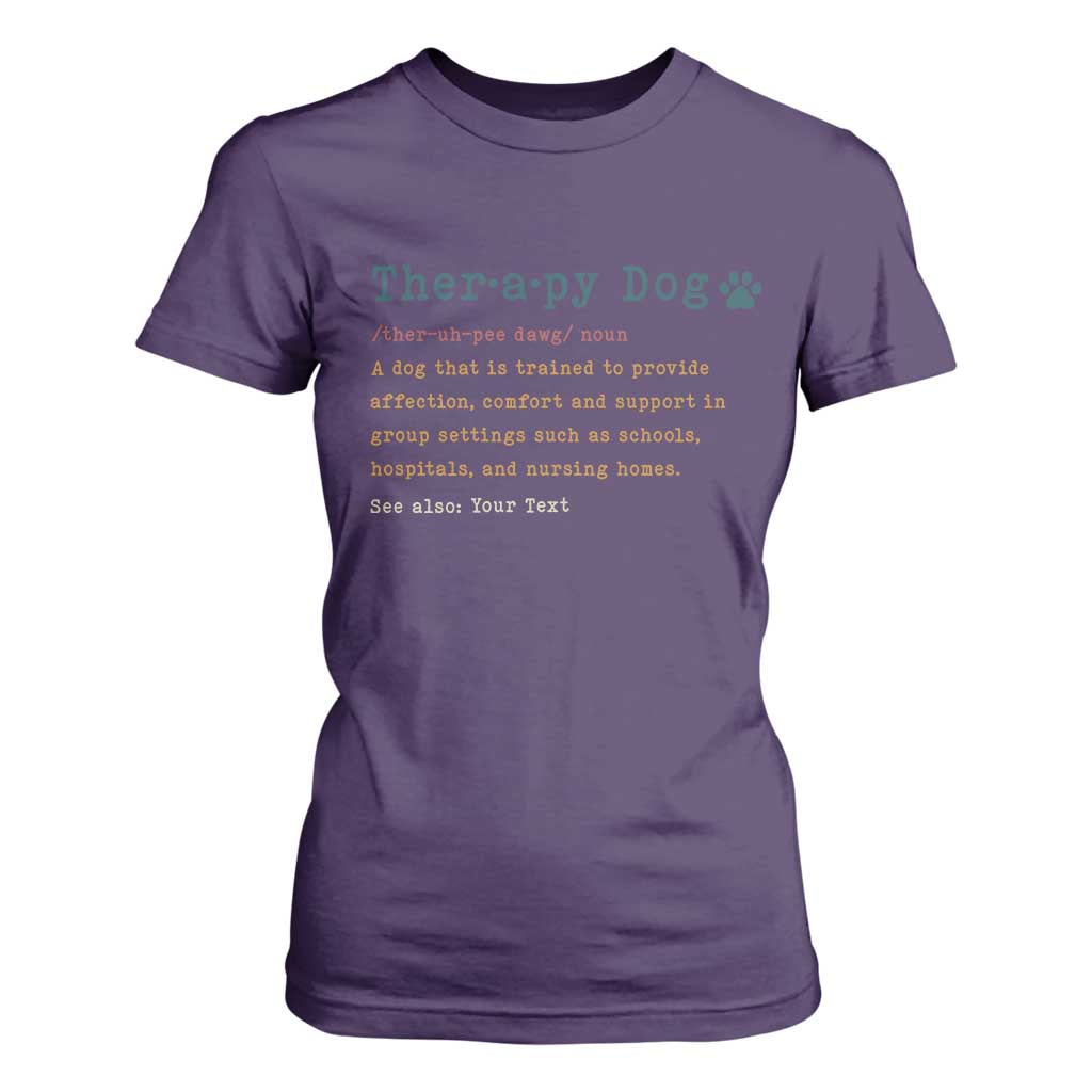 Personalized Therapy Dog T Shirt For Women Retro Custom Name Pet Partners TS10 Purple Print Your Wear