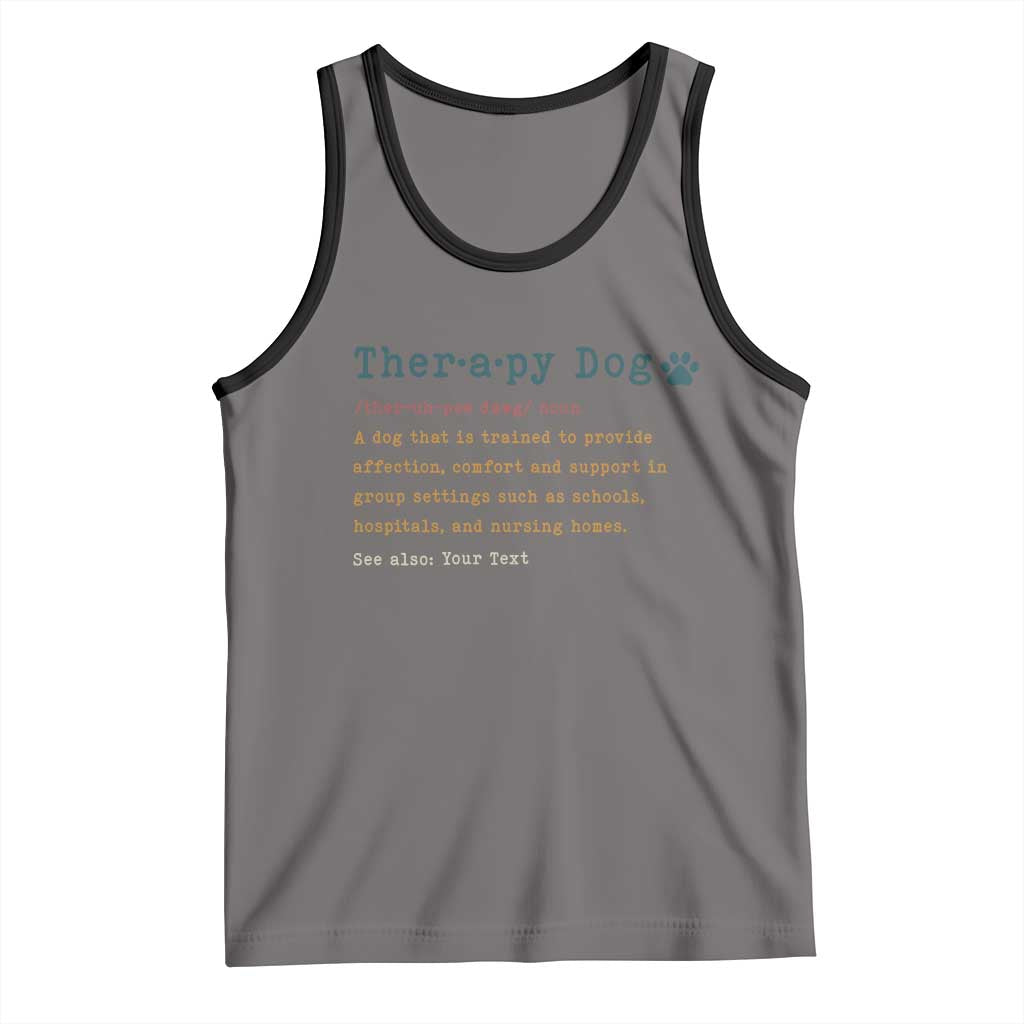 Personalized Therapy Dog Tank Top Retro Custom Name Pet Partners TS10 Deep Heather Black Print Your Wear