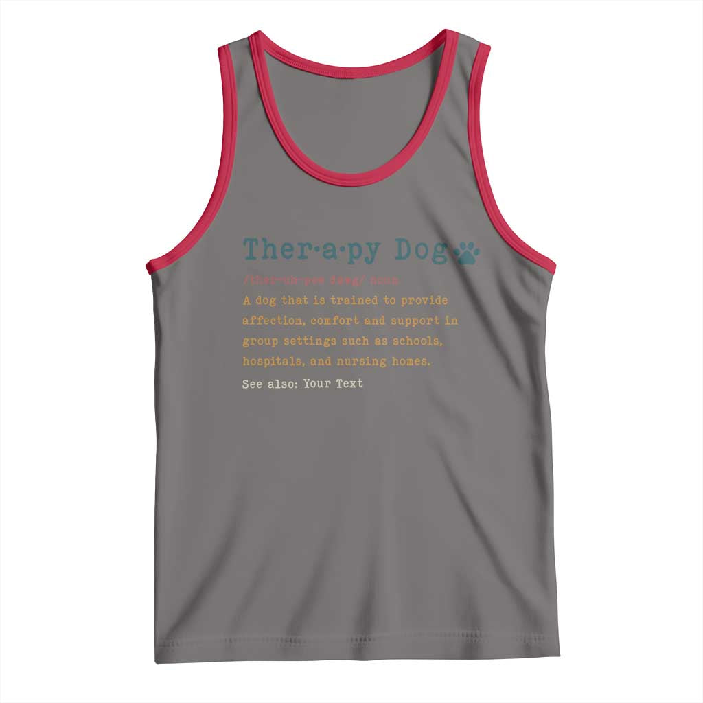 Personalized Therapy Dog Tank Top Retro Custom Name Pet Partners TS10 Deep Heather Red Print Your Wear