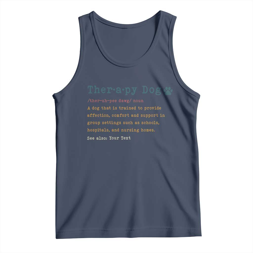 Personalized Therapy Dog Tank Top Retro Custom Name Pet Partners TS10 Navy Print Your Wear