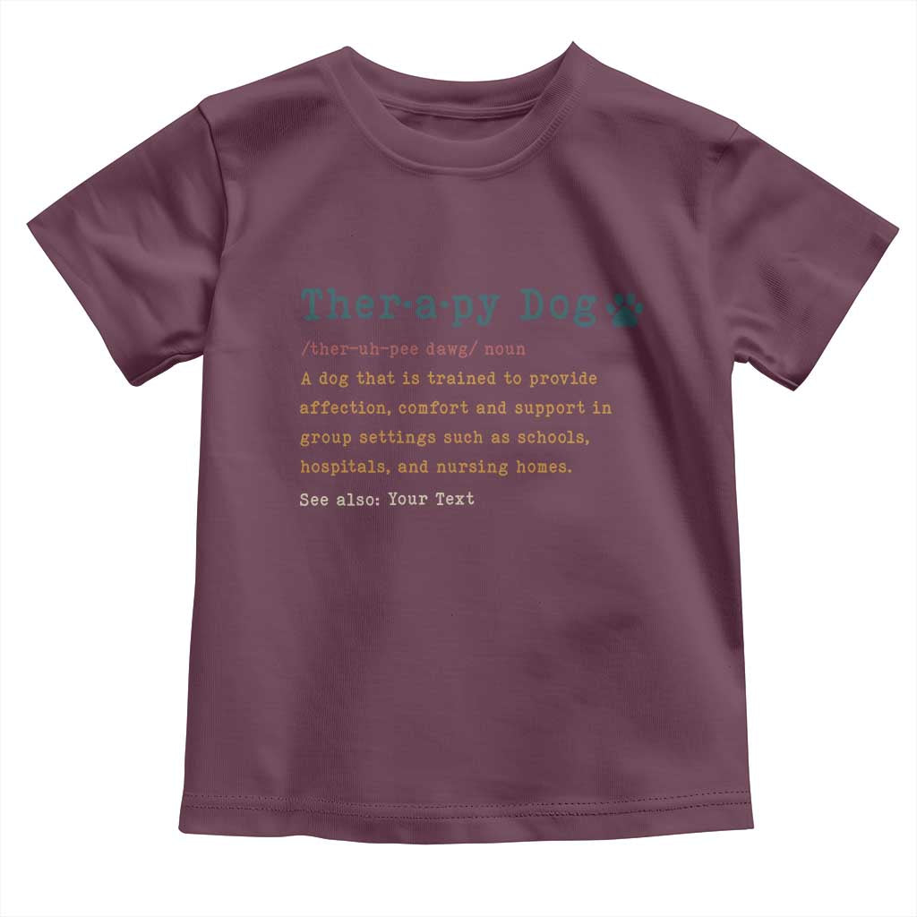 Personalized Therapy Dog Toddler T Shirt Retro Custom Name Pet Partners TS10 Maroon Print Your Wear