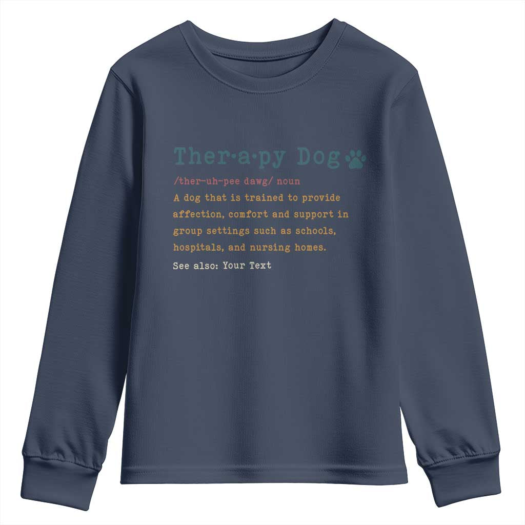 Personalized Therapy Dog Youth Sweatshirt Retro Custom Name Pet Partners TS10 Navy Print Your Wear