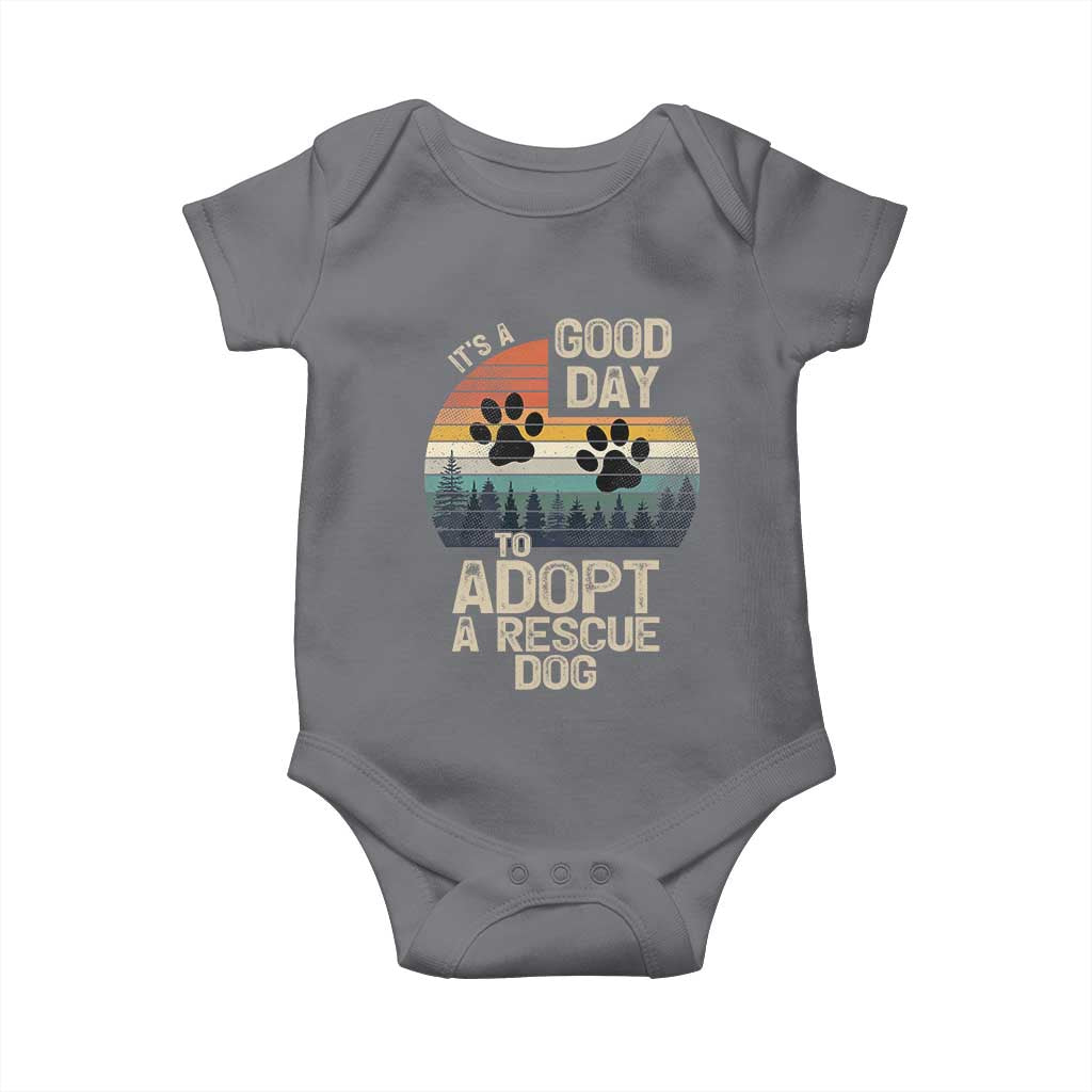 Dog Rescue Baby Onesie Retro Its A Good Day to Adopt Rescue Dog TS10 Charcoal Print Your Wear