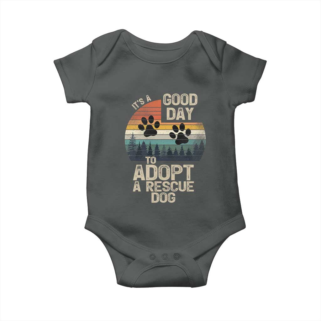 Dog Rescue Baby Onesie Retro Its A Good Day to Adopt Rescue Dog TS10 Dark Heather Print Your Wear