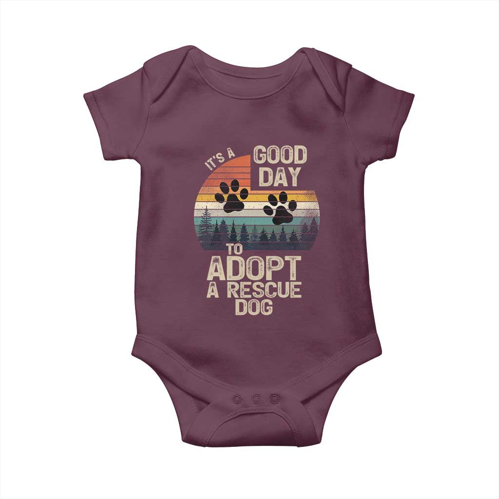 Dog Rescue Baby Onesie Retro Its A Good Day to Adopt Rescue Dog TS10 Maroon Print Your Wear