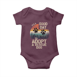 Dog Rescue Baby Onesie Retro Its A Good Day to Adopt Rescue Dog TS10 Maroon Print Your Wear