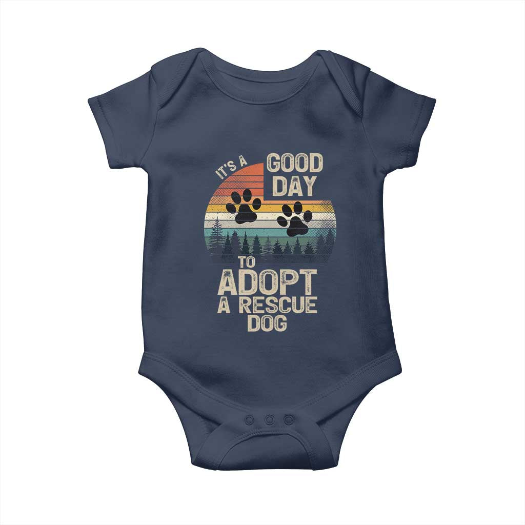 Dog Rescue Baby Onesie Retro Its A Good Day to Adopt Rescue Dog TS10 Navy Print Your Wear