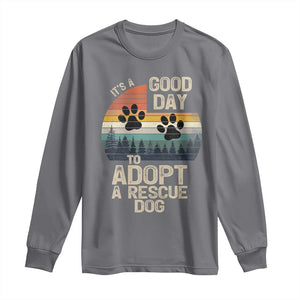 Dog Rescue Long Sleeve Shirt Retro Its A Good Day to Adopt Rescue Dog TS10 Charcoal Print Your Wear