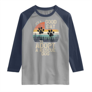 Dog Rescue Raglan Shirt Retro Its A Good Day to Adopt Rescue Dog TS10 Sport Gray Navy Print Your Wear