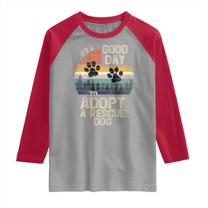 Dog Rescue Raglan Shirt Retro Its A Good Day to Adopt Rescue Dog TS10 Sport Gray Red Print Your Wear