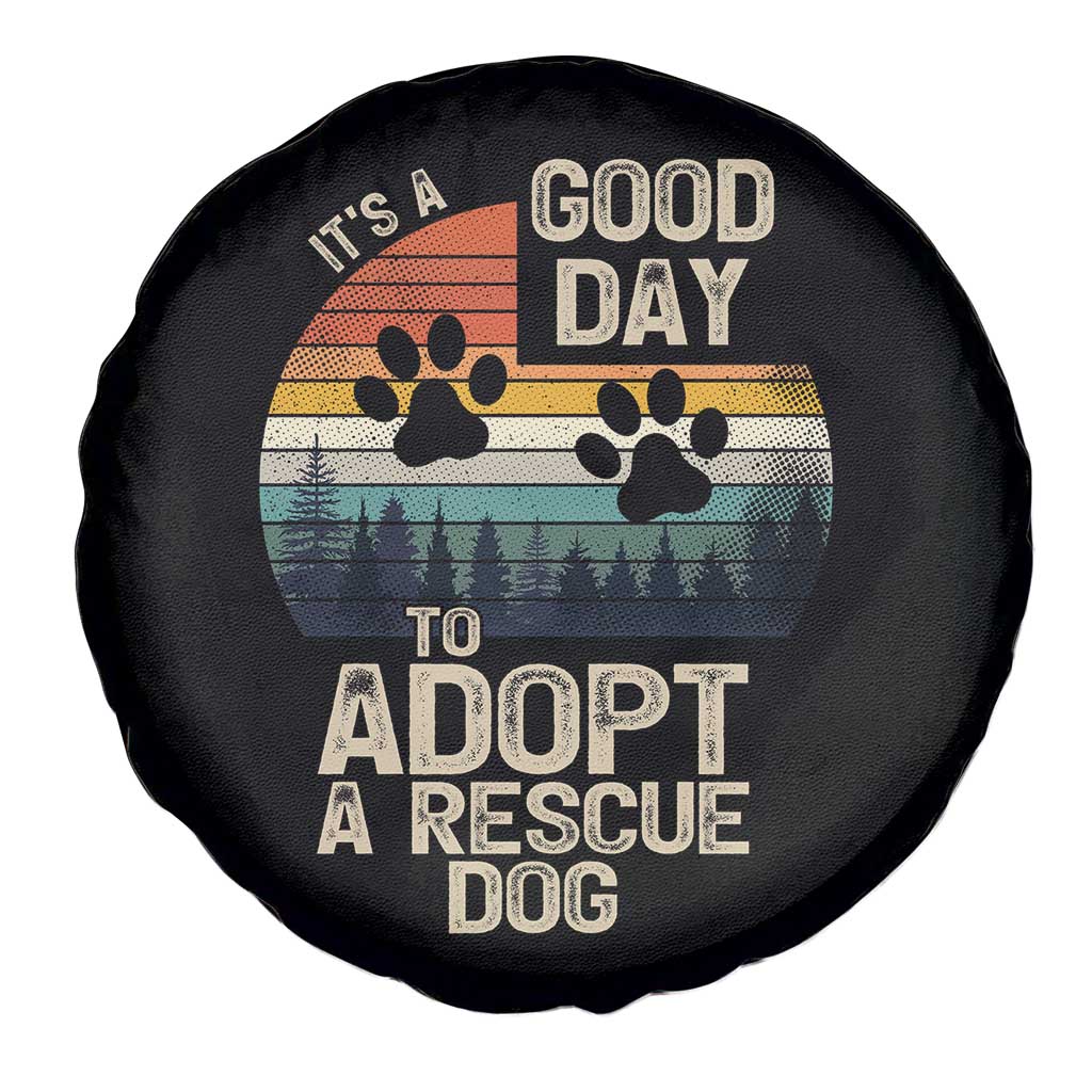 Dog Rescue Spare Tire Cover Retro Its A Good Day to Adopt Rescue Dog TS10 Print Your Wear