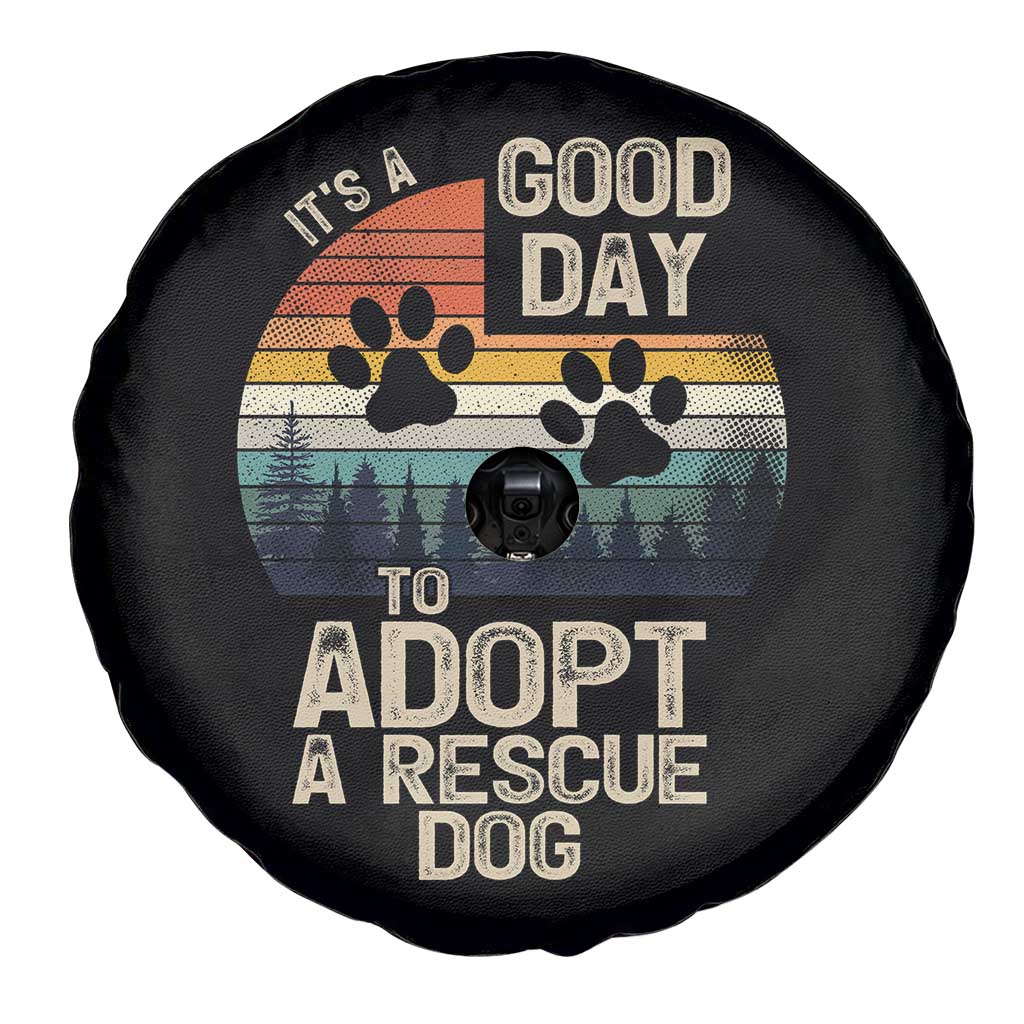 Dog Rescue Spare Tire Cover Retro Its A Good Day to Adopt Rescue Dog TS10 Print Your Wear