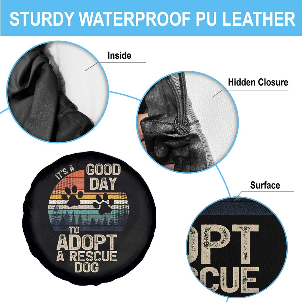 Dog Rescue Spare Tire Cover Retro Its A Good Day to Adopt Rescue Dog TS10 Print Your Wear