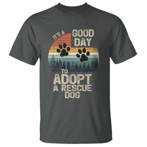 Dog Rescue T Shirt Retro Its A Good Day to Adopt Rescue Dog TS10 Dark Heather Print Your Wear