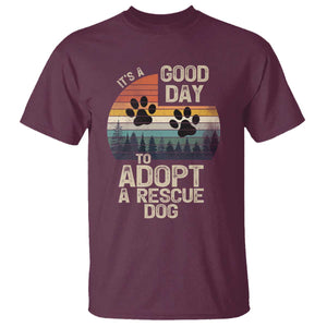 Dog Rescue T Shirt Retro Its A Good Day to Adopt Rescue Dog TS10 Maroon Print Your Wear