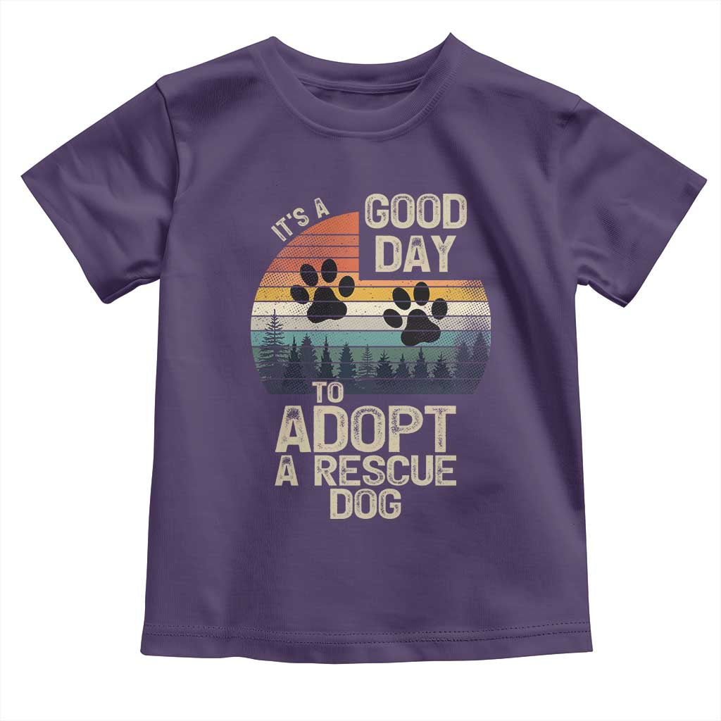 Dog Rescue Toddler T Shirt Retro Its A Good Day to Adopt Rescue Dog TS10 Purple Print Your Wear