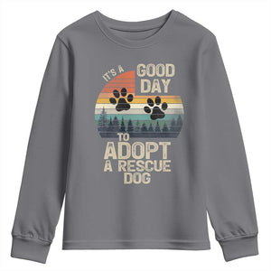 Dog Rescue Youth Sweatshirt Retro Its A Good Day to Adopt Rescue Dog TS10 Charcoal Print Your Wear