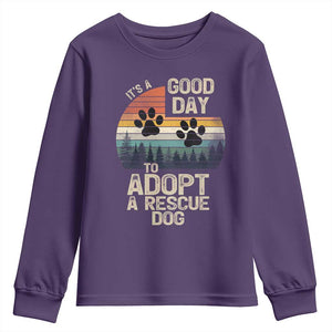 Dog Rescue Youth Sweatshirt Retro Its A Good Day to Adopt Rescue Dog TS10 Purple Print Your Wear