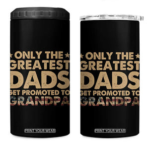 Greatest Dads Get Promoted To Grandpa 4 in 1 Can Cooler Tumbler Retro American Flag Fathers Day New Grandpa Gift