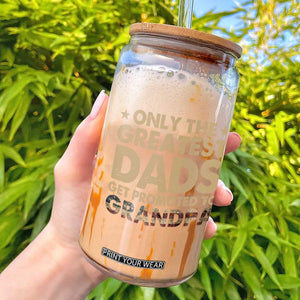 Greatest Dads Get Promoted To Grandpa Glass Can Retro American Flag Fathers Day New Grandpa Gift