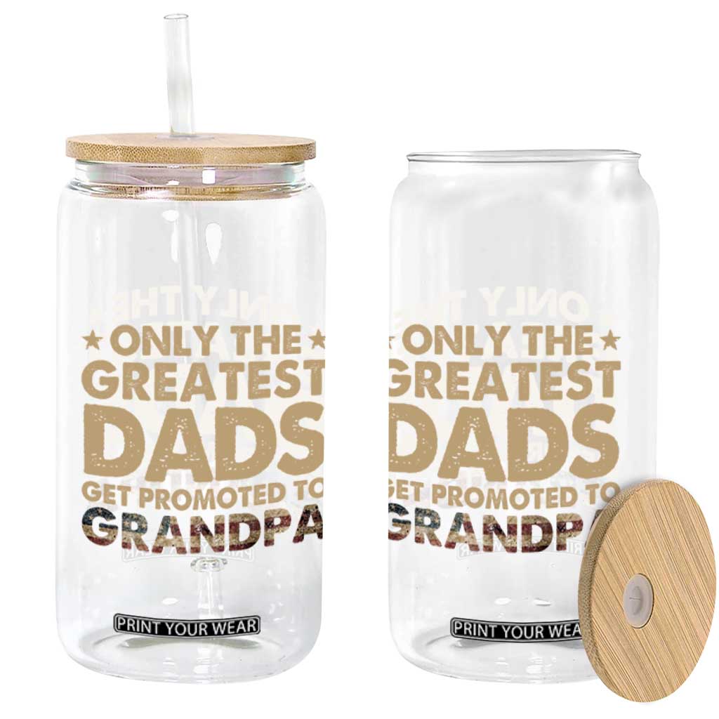 Greatest Dads Get Promoted To Grandpa Glass Can Retro American Flag Fathers Day New Grandpa Gift